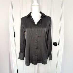 Maison d'Amelie Black and White Striped Blouse (Charcoal)